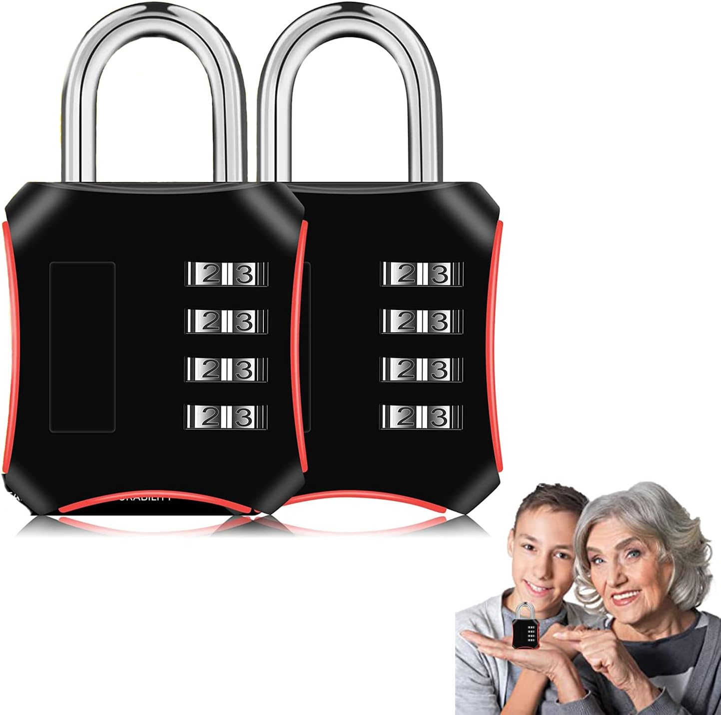 SYOSI Combination Padlocks, 2 Pack Gym Locker Padlock, Shackle Number pad Lock Outdoor with 4-Digit Smooth Dial Heavy Duty Lock for School lockers, Outdoor, Garden Gate, Cabinets, Toolbox, Case