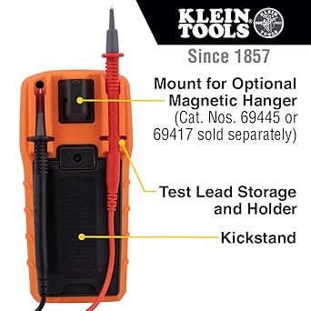 Klein Tools MM420 Dijital Multimetre, Otomatik Değişen TRMS Multimetre, 600V AC/DC Gerilim, 10A AC/DC Akım, 50 MOhms Direnç