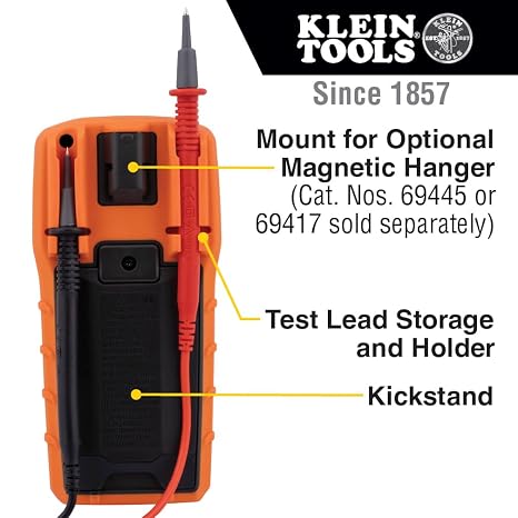 Klein Tools MM420 Dijital Multimetre, Otomatik Değişen TRMS Multimetre, 600V AC/DC Gerilim, 10A AC/DC Akım, 50 MOhms Direnç