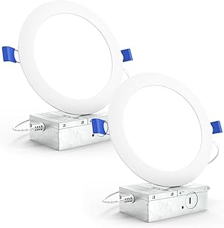 Sunco Recessed Lighting 6 Inch LED, Canless Ceiling Lights Slim with Junction Box, 850 LM, 14W (100W Equivalent), 5000K Daylight, Dimmable, Wafer Thin, 50000 Lifetime Hours ETL 2 Pack.