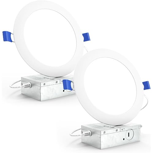 Sunco 12 Pack 6 Inch Canless LED Ultra-Slim Recessed Light, 14W-100W | 1200LM, 5000K Daylight, Dimmable, with Junction Box, Wafer Thin Canless Recessed Downlights for Low Ceilings Indoors