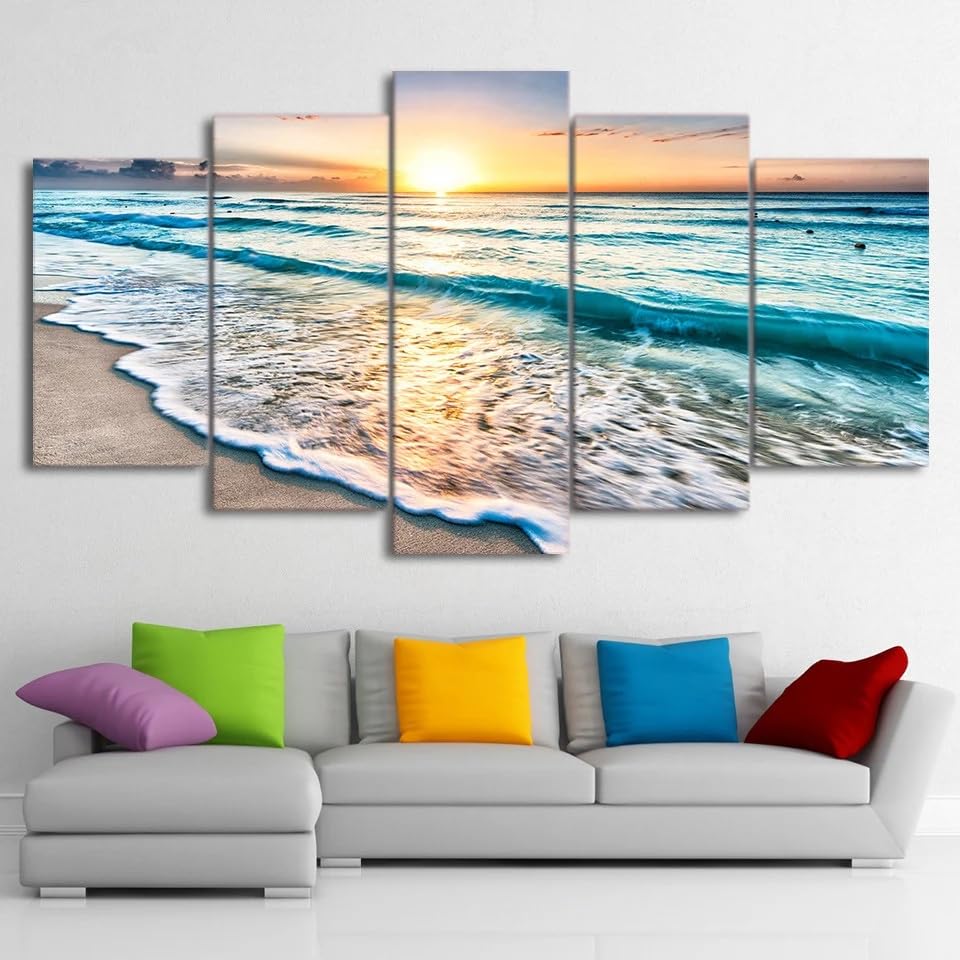Tableaux abstraits moderne de plage pour réveiller un mur blanc sans relief
