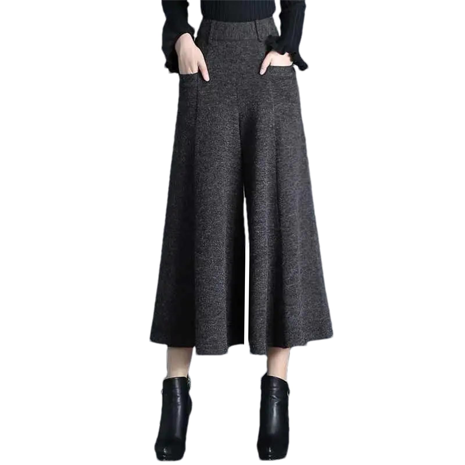 Spring Summer Womens Patchwork Pocket Office Lady Casual Pant Fashion Loose Wide Leg Pants