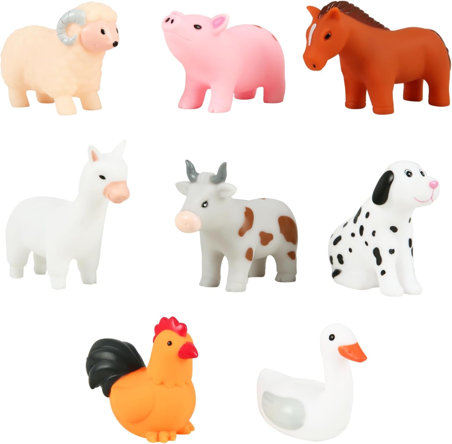 Baby Bath Toys, for Infants 6-12& Toddlers 1-3, No Hole Bathtub Toys (Farm Animals, 8 Pcs with Mesh Bag)