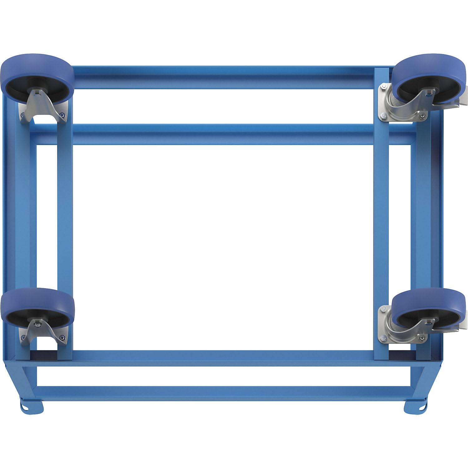 eurokraft | Plateau roulant en acier | pour palettes Europe | charge max 1000 kg | hauteur de chargement 650 mm | bleu