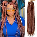 Box Braids Crochet Hair 6Packs Crochet Box Braids 22Inch Pre-looped Ginger Box Braid Synthetic Croch