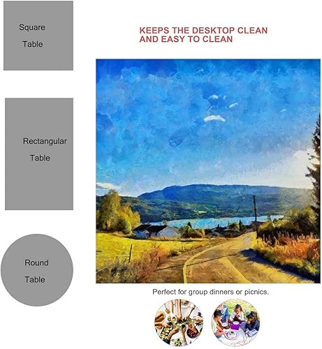 Vista 14 de Mantel Redondo para mesa de 4 sillas, morado y rosa, naranja, mantel para exteriores, 30 x 30 pulgadas