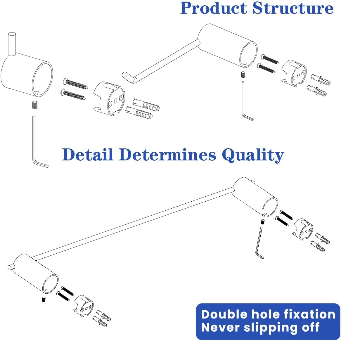 ステンレススチール バスルームハードウェアセット ライトホワイト タオルラック トイレットペーパーホルダー ローブフック タオルバー