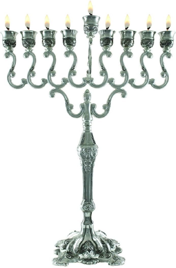 Judaica Hanukkah Menorah Hanukkia Silver Plated, Oil Or Candles. 16"