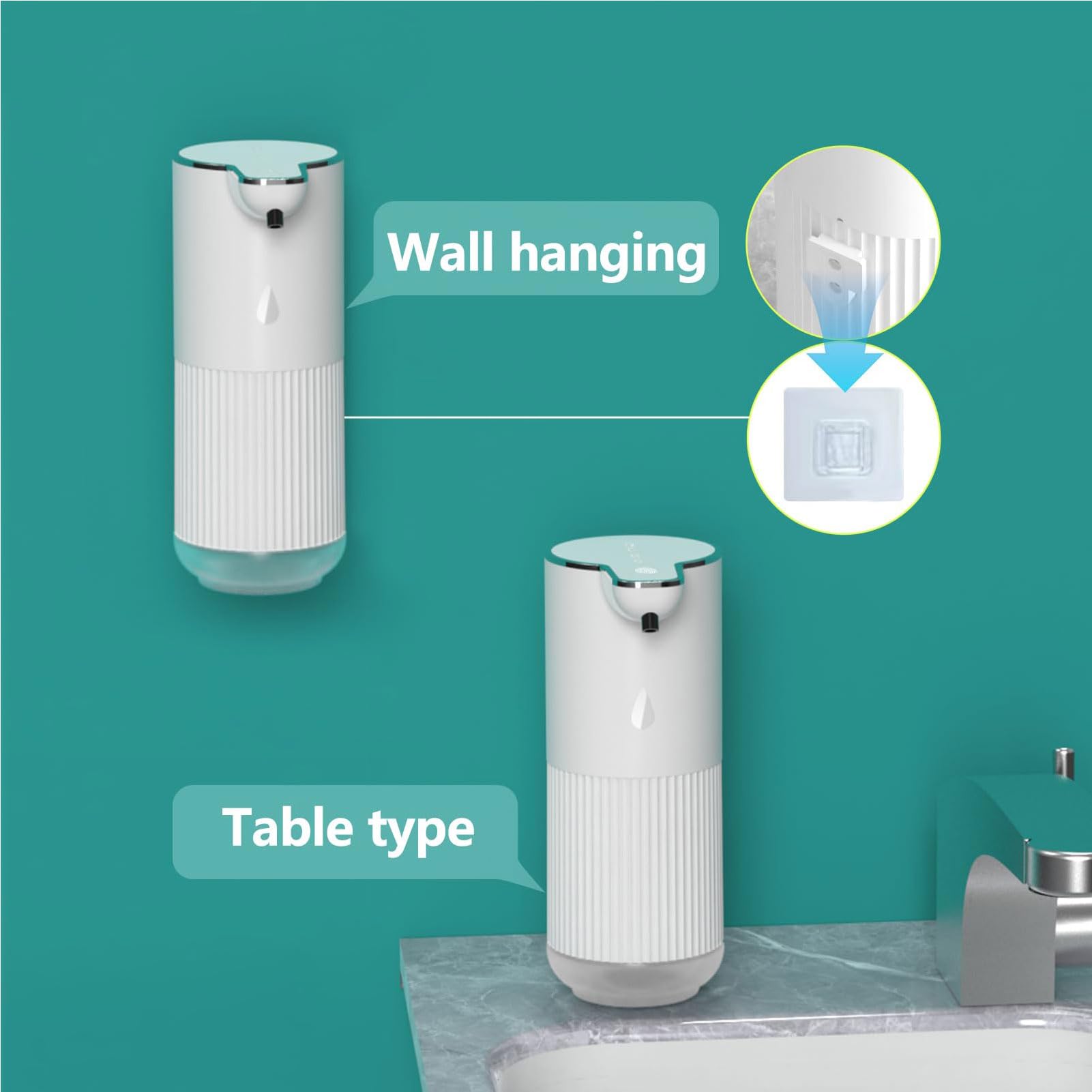 Distributore Automatico Sapone Liquido Senza Contatto - 4 Livelli Regolabili, Distributore Sapone Ricaricabile Tramite per Cucina Bagno Hotel, Serbatoio Dell'Acqua Visibile,Foam