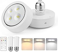 Vista 1 de Bombillas de batería para lámparas, luces LED de disco alimentadas por pilas AA con control remoto, bombillas E26 atornilladas a pilas para apliques