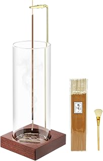 CraftYourOwnStory Wooden Incense Holder with Glass Ash Catcher & 20 Sticks - Anti-Ash Burner for Meditation, Yoga, Spa & Home Decor