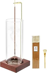 Wooden Incense Holder for Sticks with Glass Ash Catcher and 20 Incense Sticks