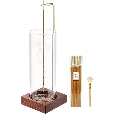 Incense Holder,Wooden Incense Holder for Sticks with 20 Incense Sticks, Anti-ash Incense Burner with Glass Ash Catcher for Meditation Yoga Spa Gift Home Decor