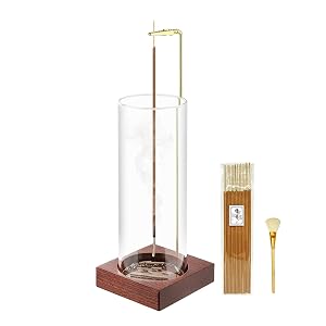 Incense Holder Wooden Incense Holder for Sticks with 20 Incense Sticks Anti-ash Incense Burner with Glass Ash Catcher