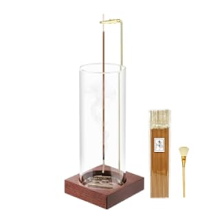 MACUSOO Soporte para incienso, soporte de incienso de madera para palos | con 20 varillas de incienso, quemador de incienso anticenizas con colector de cenizas de vidrio para meditación, yoga, spa