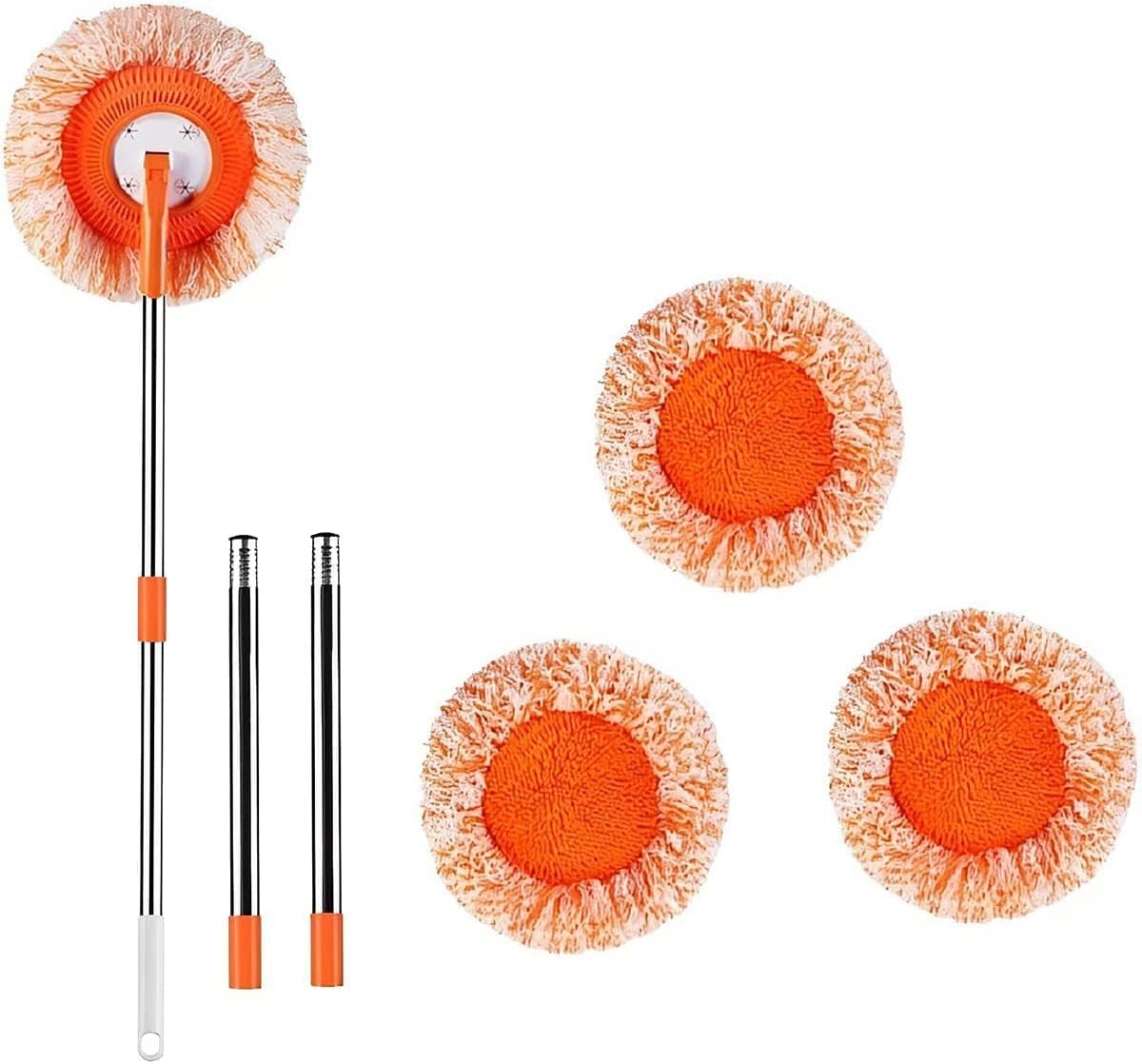 360° Rotatable Cleaning Mops Set Round Microfiber Dust Mop With 4 Removable Poles And 4 Replaceable Mop Heads Wall Cleaning Tool - 15