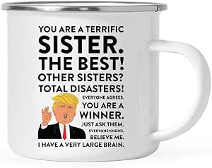 Andaz Press Funny Trump Quote Campfire Mug - 11oz Stainless Steel Enamel Coffee Cup With Gift Box