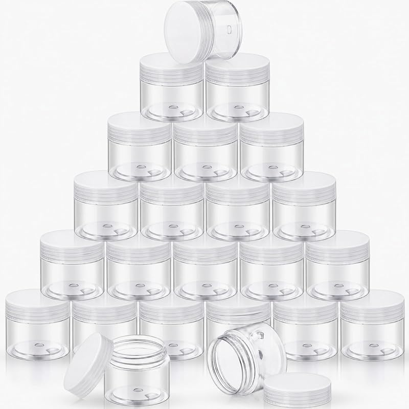 SATINIOR 24 Frascos Plásticos Transparentes com Tampa de Rosca, 60 mL