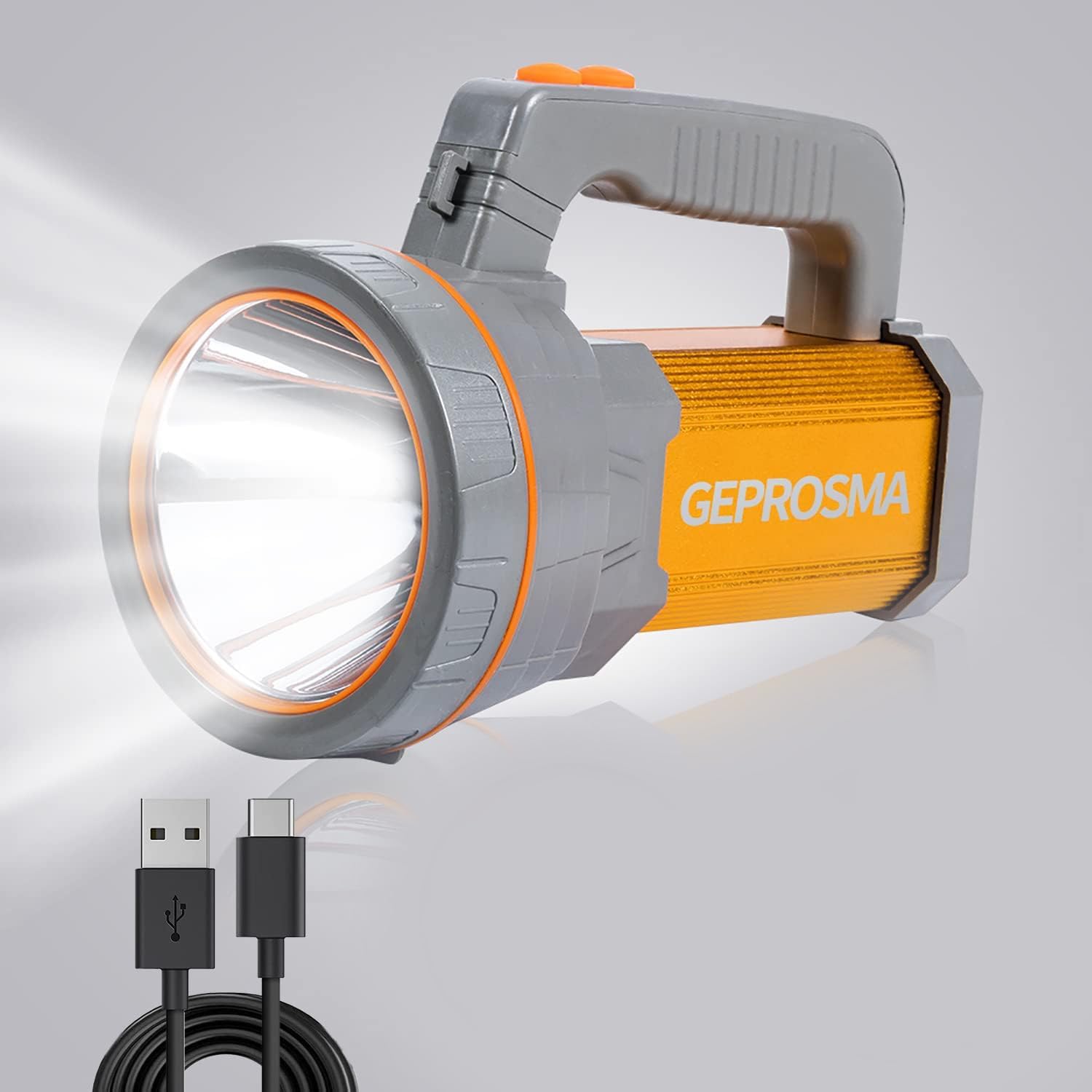 Powerful Led Flashlight High Lumens USB C Rechargeable, Super Bright Metal Handheld Spotlight High Powered Long Range 800yd/Side Lantern/Strap, for Home Emergencies