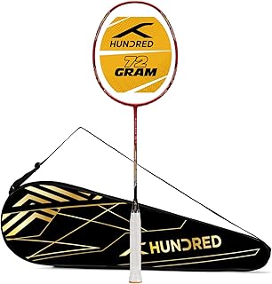Hundred Nuclear 72 Carbon Fibre Unstrung Badminton Racket with Full Racket Cover for Intermediate Players Price In India