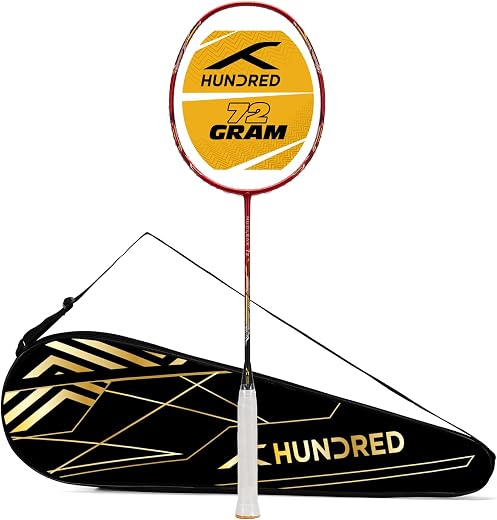 Hundred Nuclear 72 Carbon Fibre Unstrung Badminton Racket with Full Racket Cover for Intermediate Players