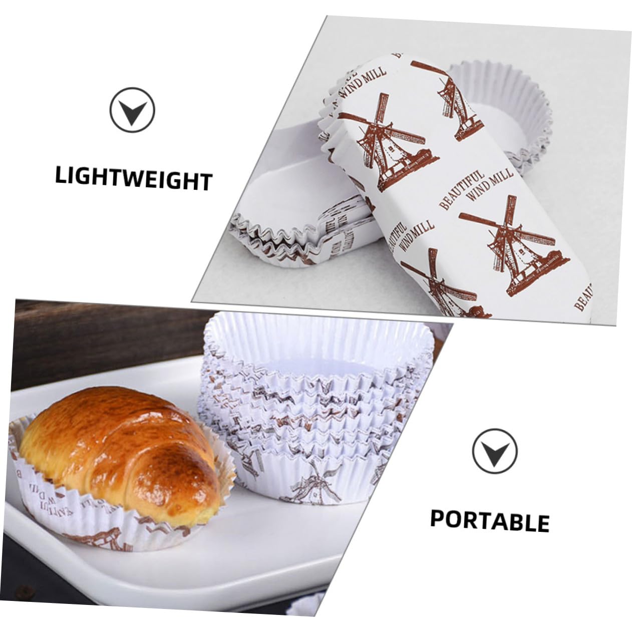 200 Stück Teiliges Cupcake Papierförmchen Hitzebeständig Lebensmittelecht Vielseitig Einsetzbar für Muffins Kuchen Backen Geburtstag Hochzeit Party