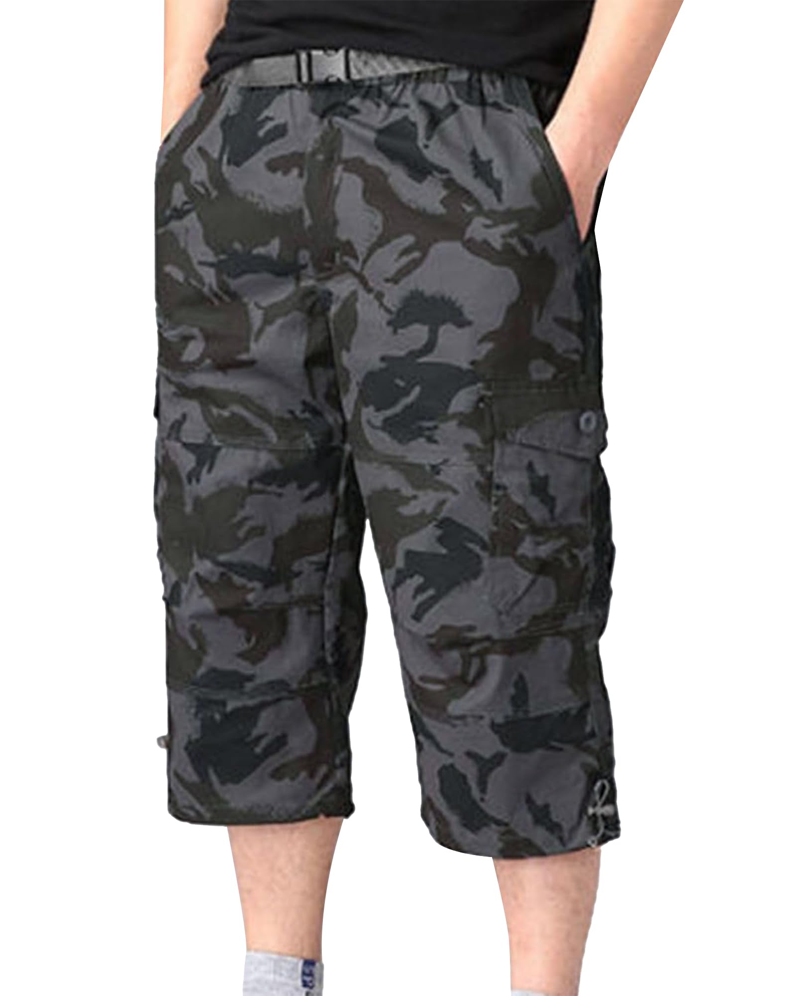 YAOBAOLE Short Court pour Homme - Poches Cargo - Pantalon en Tissu 3/4 - Pantalon de Trekking Militaire - pour la Plage, Les