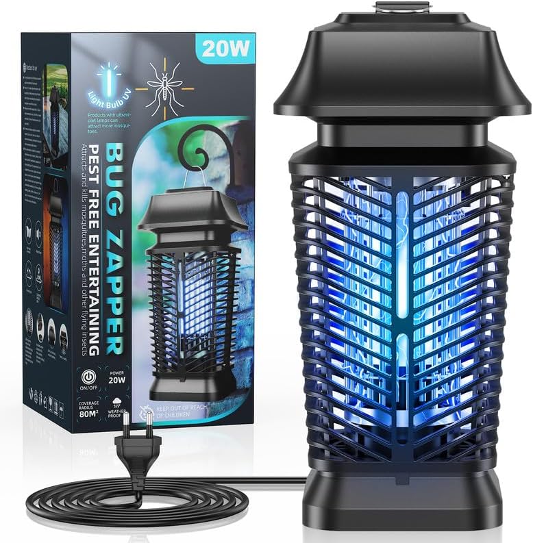 Lámpara Antimosquitos Eléctrica 3000V, 20W UV Mata Mosquitos Elec...