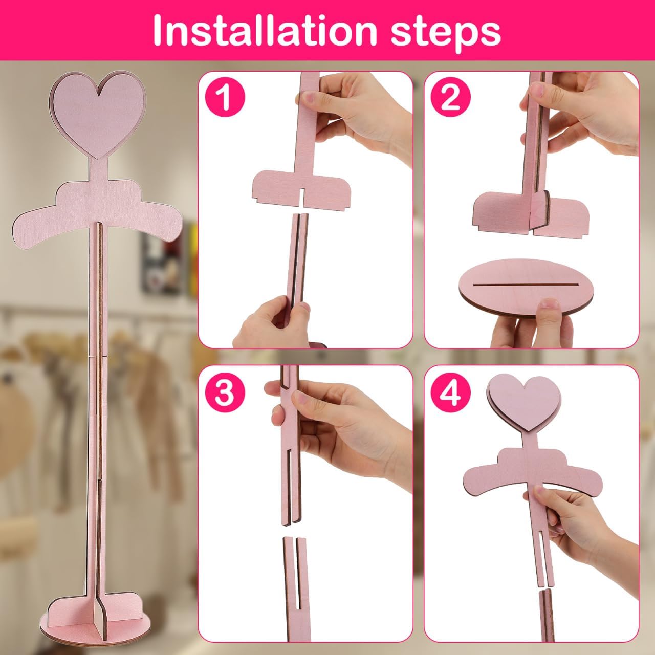 Alipis Child T Shirt Display: Wood Stand Shirt Rack - Portable Hanging Black - Baby Clothes Hanger Rack for Clothing Garment Retail Vendor