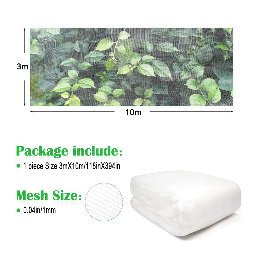 Rete Anti Insetti 3 x 10m per Piante e Orto 1mm Maglia Fine di Protezione Vegetale Reti Protettive da Giardino