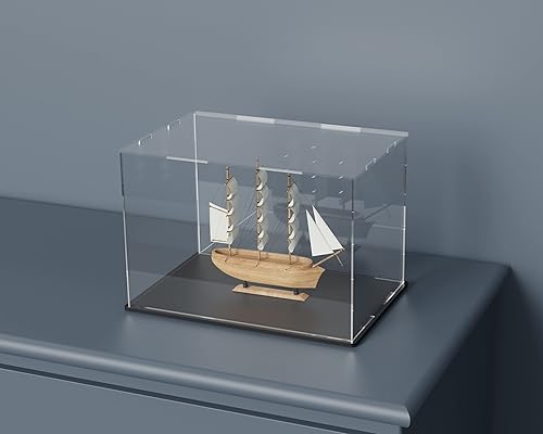 Miniatura 46 de vitrina acrílica, caja de acrílico transparente con base mate y tapa para exhibición, vitrina grande para figuras de acción, almacenamiento