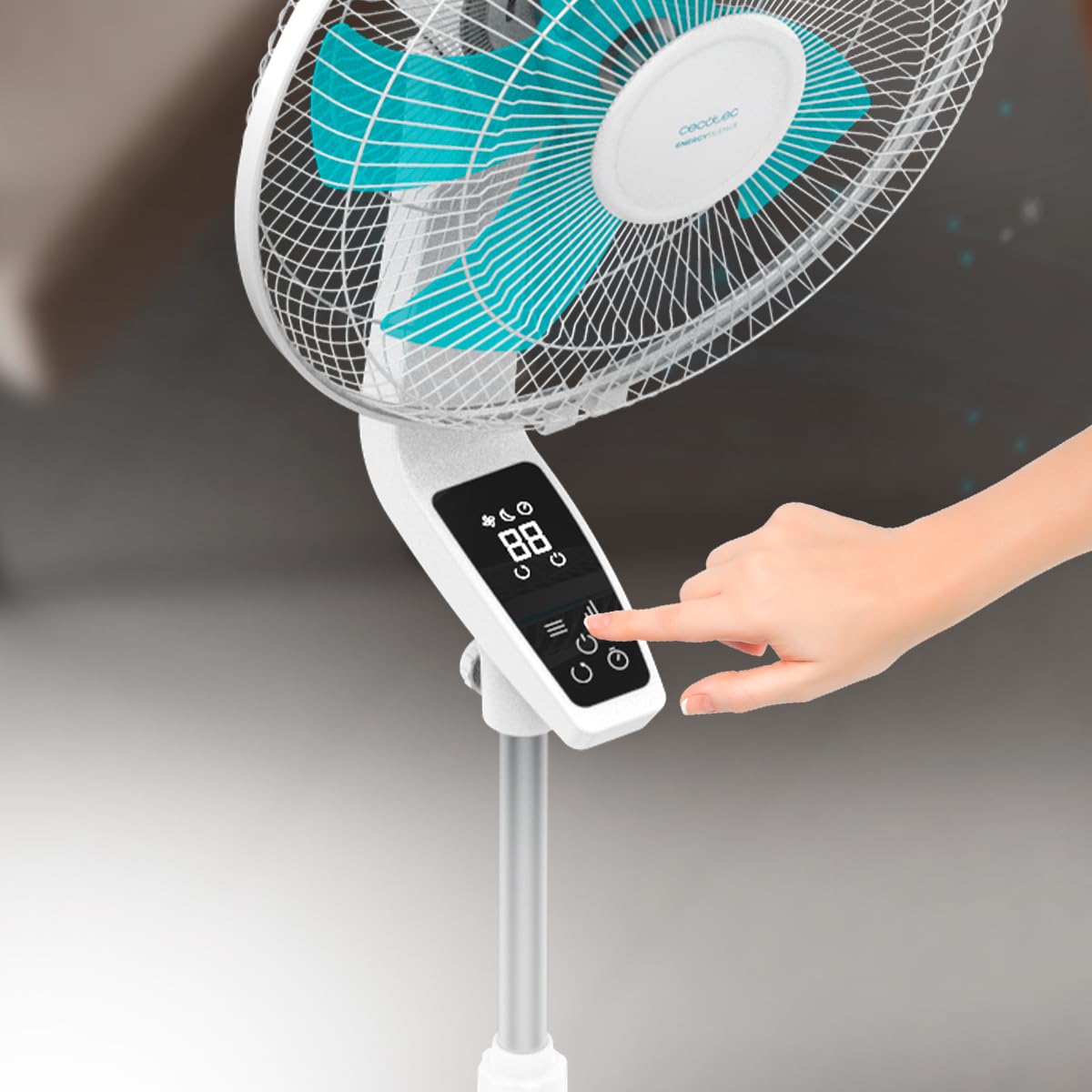 Cecotec Standventilator EnergySilence 620 Flow Control 50 W, 16 Zoll Durchmesser, 5 Flügel, 12-Stunden-Timer, Touch-Steuerung, LED-Bildschirm, 3 Geschwindigkeiten, Automatische Oszillation