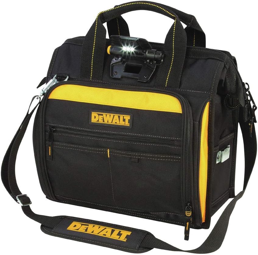 DEWALT DGL523 Lighted Tool Backpack Bag, 57Pockets, Black,yellow
