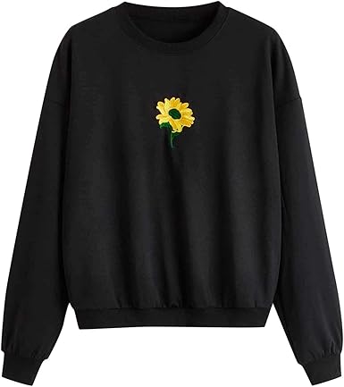 Amazon.com: Mihqin juguete Harajuku girasol bordado sudaderas con capucha  mujeres suelta sudadera con capucha manga larga suéter de bolsillo  oversize: Clothing