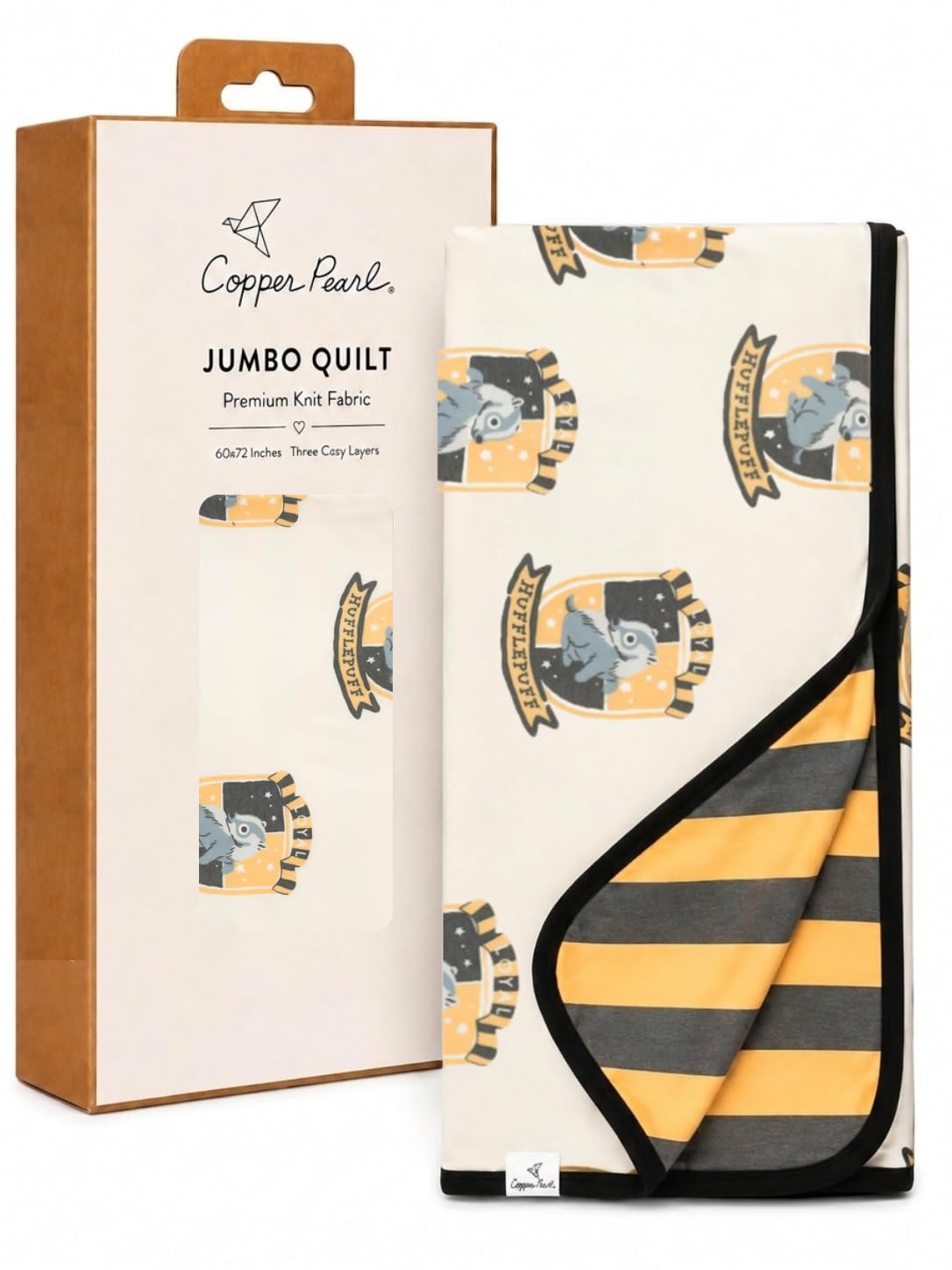Copper Pearl Jumbo Three-Layer Baby Blanket: Soft Baby Quilts for Boys and Girls | Breathable, Cozy, Toddler Blanket | Baby Quilt for Newborns | 60x72 Premium Material | Hufflepuff