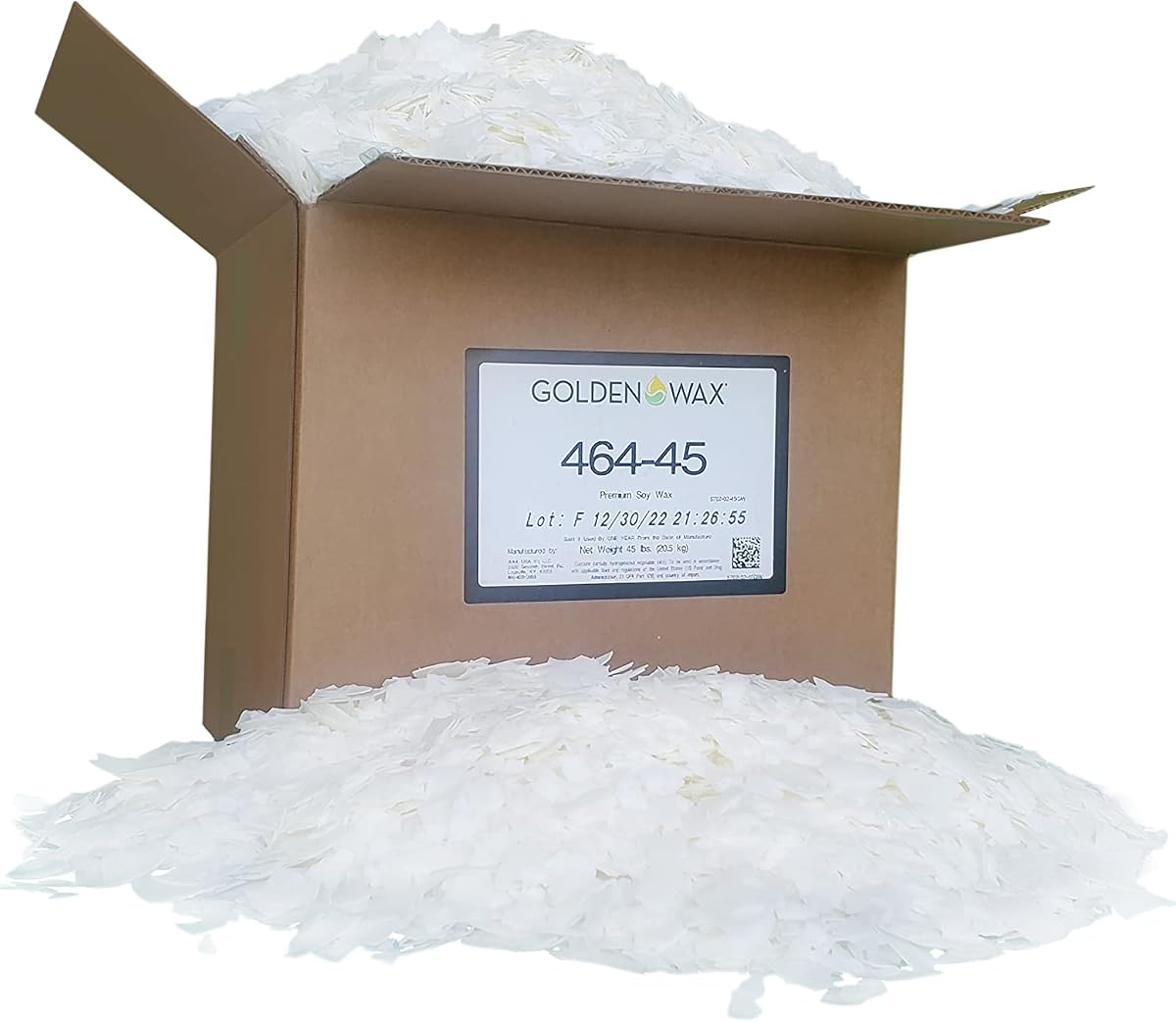 Golden Brands 464 cera de soja, caja de 45 libras, cera dorada 464 copos de cera de soja natural para hacer velas y proyectos de bricolaje, suministros para hacer velas totalmente naturales, sin parafina por Golden Wax