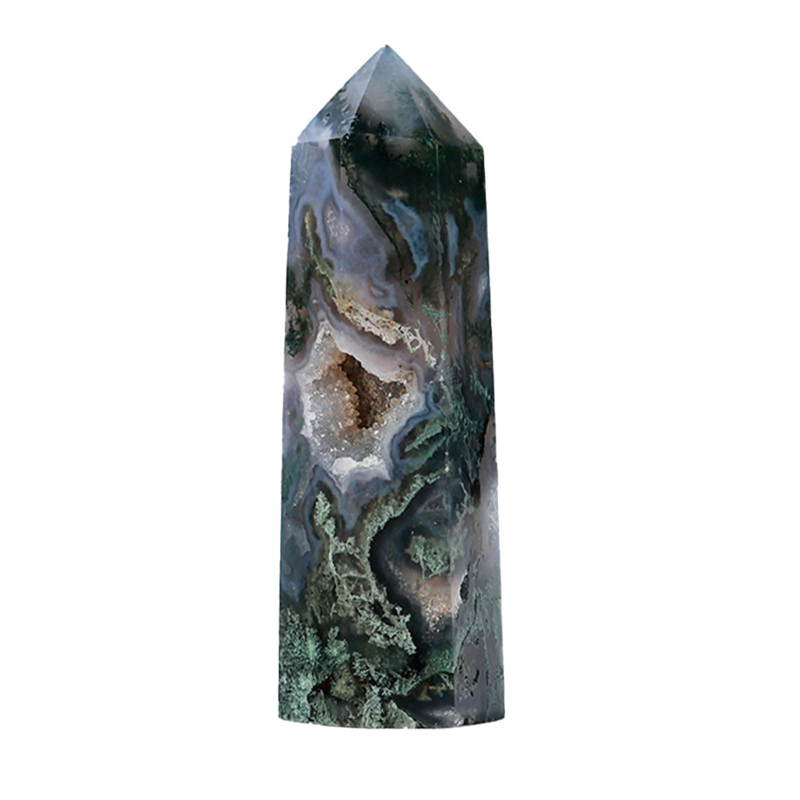 ITCLEYMDZV Crystal Single Pointed Column Agate with Hole Stone Polished Hexagonal Feng Shui Home Decoration for and Grid,4~5cm
