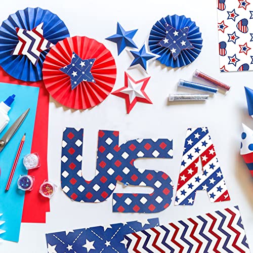 24 Sheet Patriotic 4Th Of July Pattern Paper Pack Scrapbook Specialty Paper Double-Sided Decorative Craft Paper For Independence Day Memorial Day Diy Scrapbook Card Making Decoration #TOP4