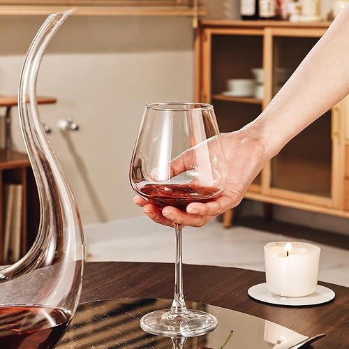 Miniatura 2 de PTSTING Juego de 4 copas de vino burdeos de 15.5 onzas, copas de vino tinto transparente, copas de vino borgoña para degustación de vino, regalo de