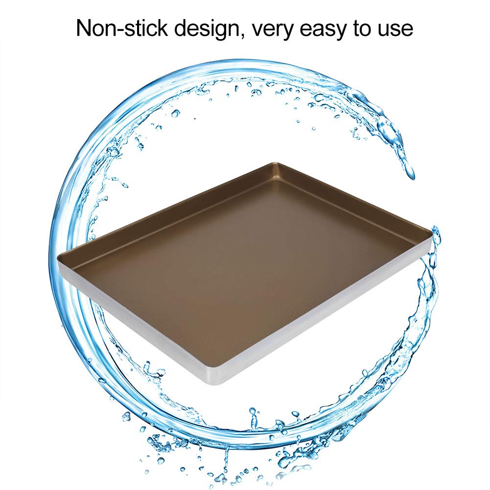 Backbleche aus Aluminiumlegierung, Premium-Antihaft-Backblech, Backblech für Heimöfen, langlebig, leicht, leicht zu reinigen, 40 x 30 x 3 cm, goldbeschichtet