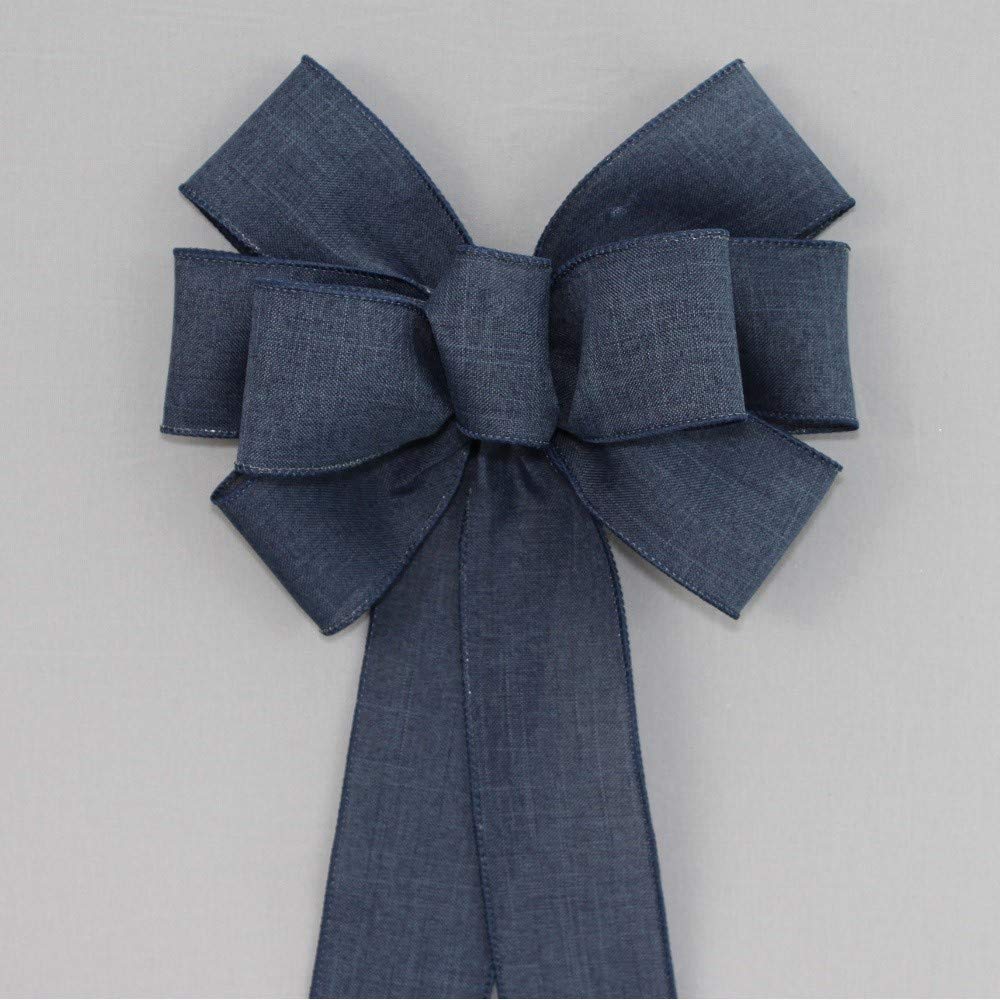 Navy Blue Rustic Wreath Bow - Package Perfect Bows are Made in USA (8 inch bow)