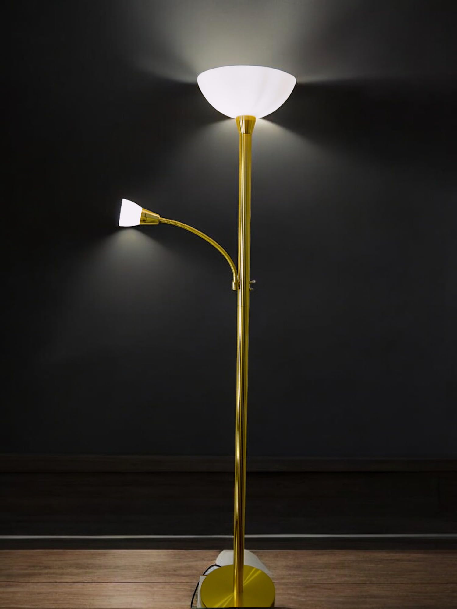 Dapo LED Stehleuchte Mattis messing mit Lesearm