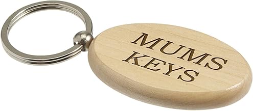 Oval Mum's House Keys Wooden Keyring.