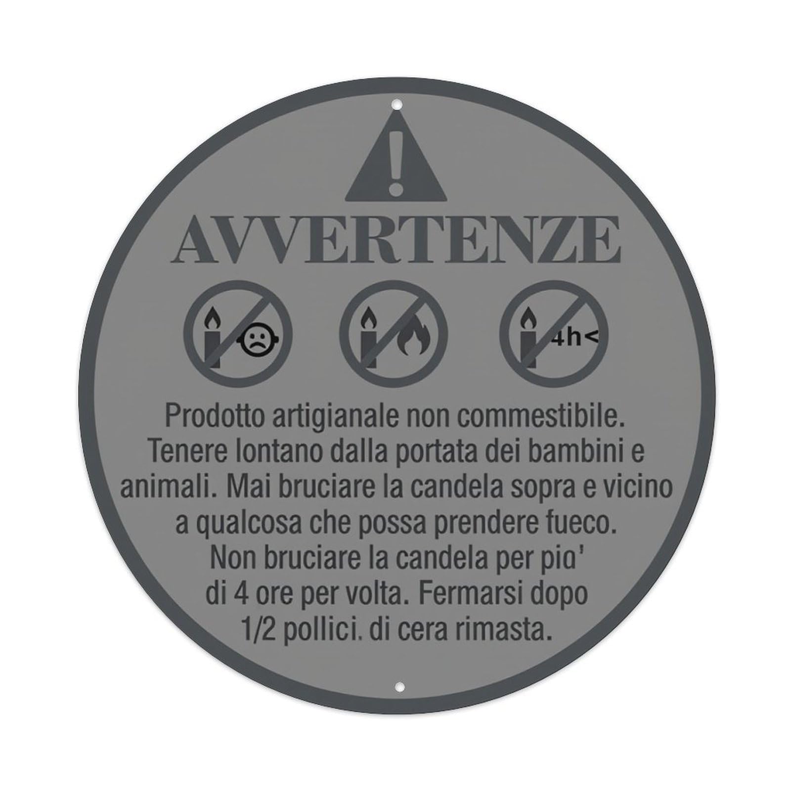 Artisanal Candle Warning Labels Round Tin Sign Retro Metal Sign for Cafe Bar Pub Home Game Room Gym Club Wall Decoration Vintage Metal Poster 8x8 Inch