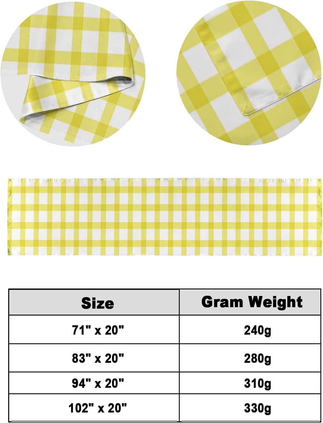 Teamery Bed Runners & Scarves, Farmhouse Yellow Plaid Bed Runner, Bed Scarf Protector Decorative Accent Bedding Scarf for Hotels Homes and Guestrooms, 102 x 20 inches