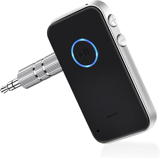 Golvery Bluetooth AUX Adapter for Car, Bluetooth 5.0 AUX Receiver for Home Stereo/Wired Headphones/Speaker, Hands-Free Calls & Music Streaming, 3.5 AUX Jack, Volume Control, Auto Reconnecting