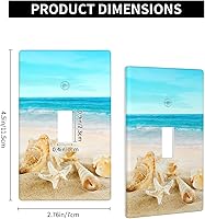 Vista 4 de Cubierta para interruptor de luz, placas de pared de conchas marinas en la playa, palanca individual de 1 banda, 4.5 x 2.76 pulgadas, 1 paquete