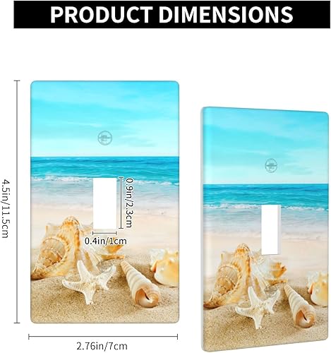 Miniatura 4 de Cubierta para interruptor de luz, placas de pared de conchas marinas en la playa, palanca individual de 1 banda, 4.5 x 2.76 pulgadas, 1 paquete