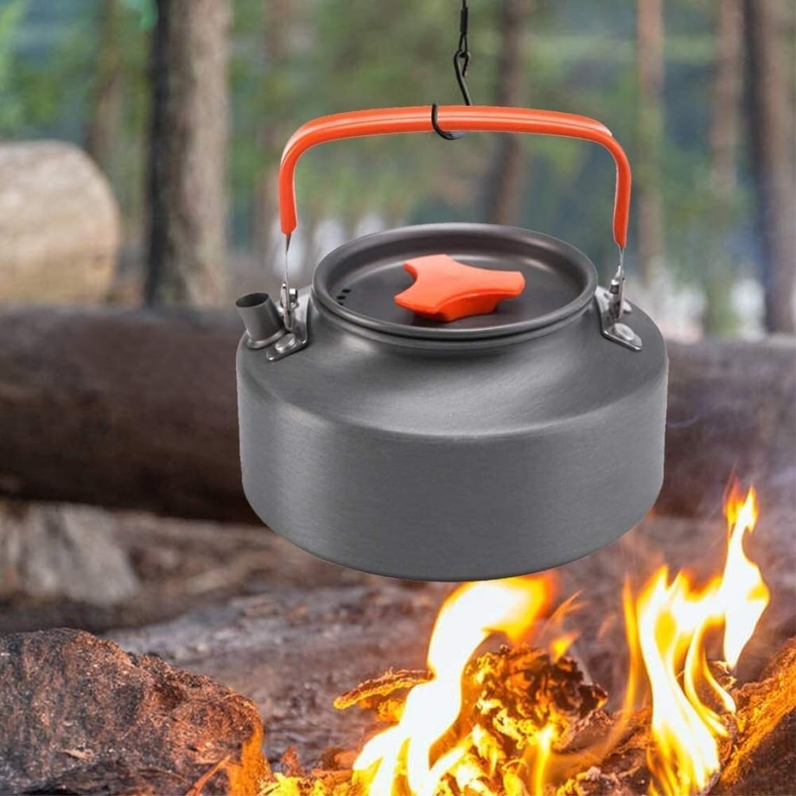 Naczynia Kempingowe Outdoor Camping Piesze Wycieczki Naczynia Naczynia 2-3 Osoby Przenośne Podróże Piknik Czajniczek Garnek Patelnia Gotowanie Sprzęt Survivalowy(Oranje)